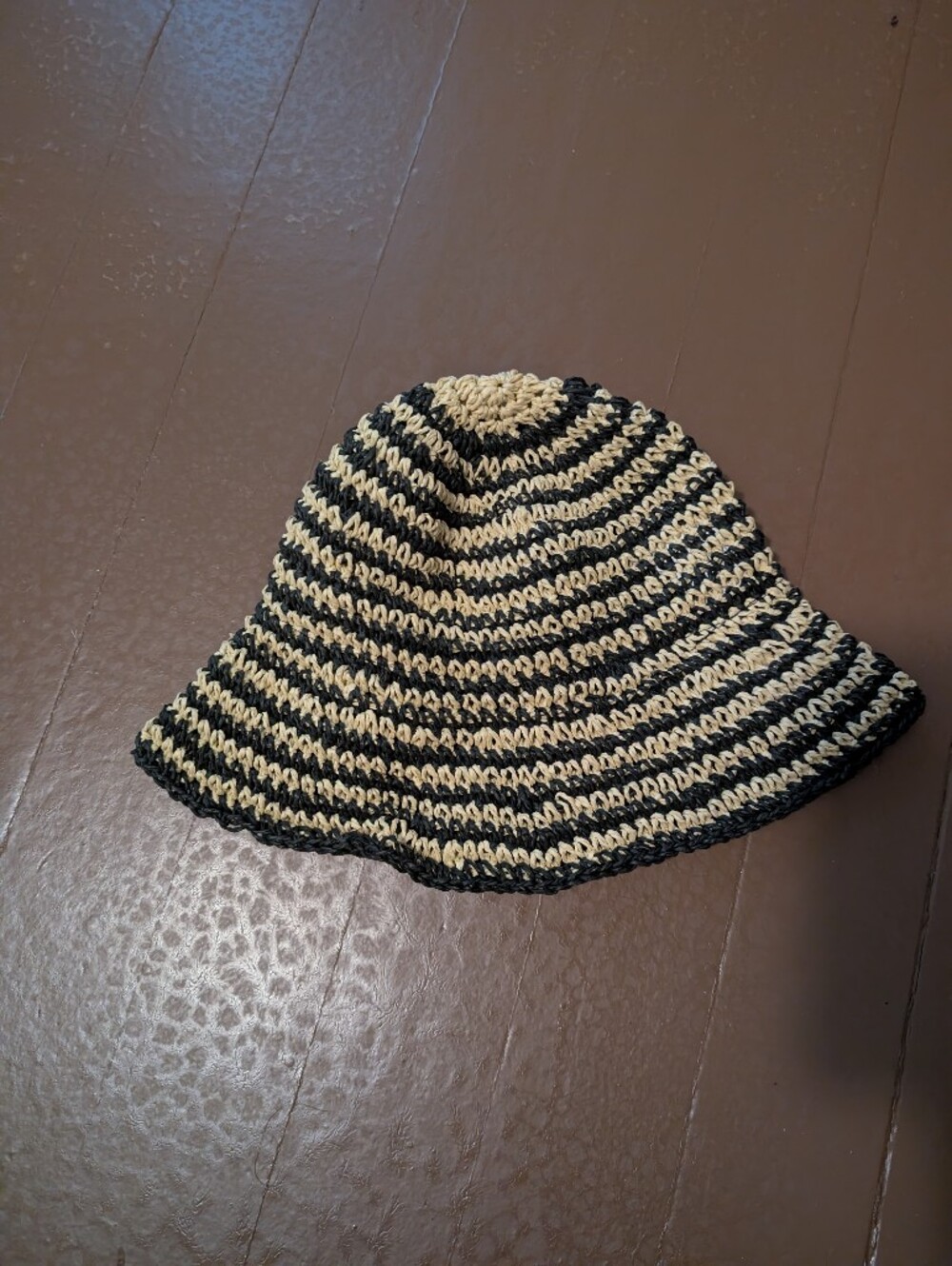 Ocean Pacific striped straw bucket sun hat